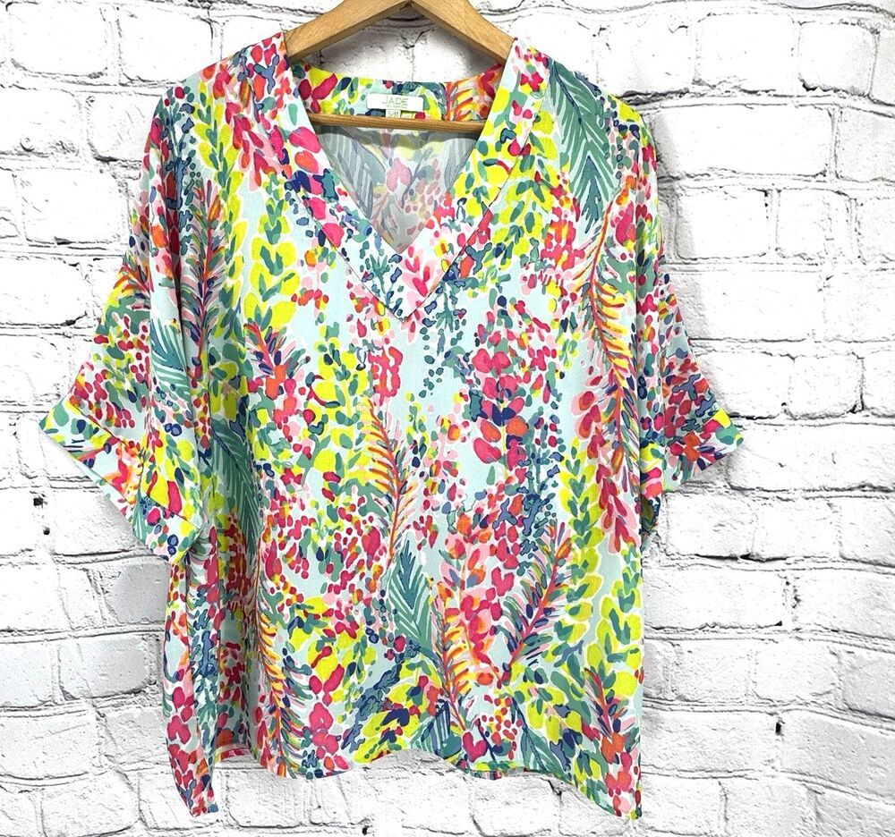 JADE MELODY TAM Top Women's S/M Multicolor Floral Watercolor Lightweight Flowy